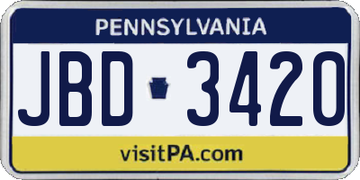 PA license plate JBD3420