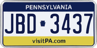 PA license plate JBD3437
