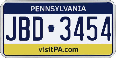 PA license plate JBD3454
