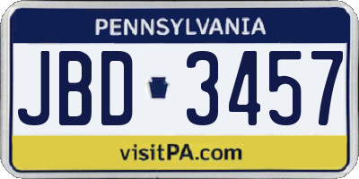 PA license plate JBD3457