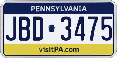 PA license plate JBD3475