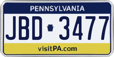 PA license plate JBD3477