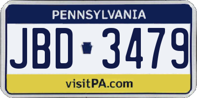 PA license plate JBD3479