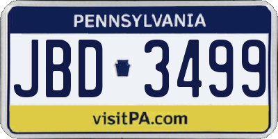 PA license plate JBD3499