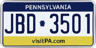 PA license plate JBD3501