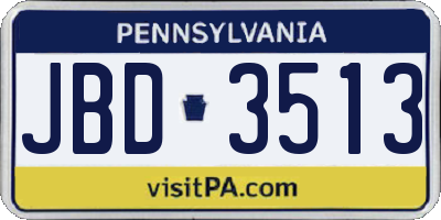 PA license plate JBD3513