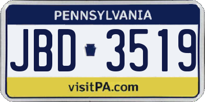 PA license plate JBD3519