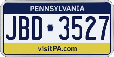 PA license plate JBD3527