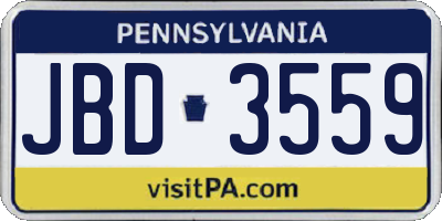 PA license plate JBD3559