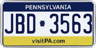PA license plate JBD3563