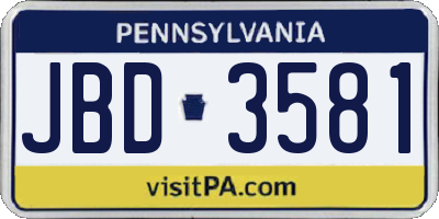 PA license plate JBD3581