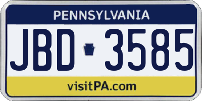 PA license plate JBD3585