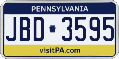 PA license plate JBD3595