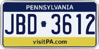 PA license plate JBD3612
