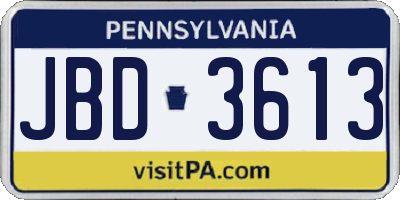 PA license plate JBD3613
