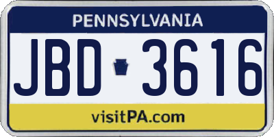 PA license plate JBD3616