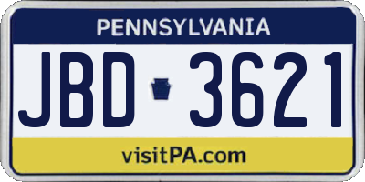PA license plate JBD3621
