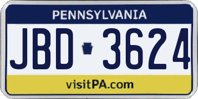 PA license plate JBD3624