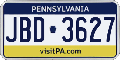 PA license plate JBD3627