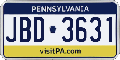 PA license plate JBD3631