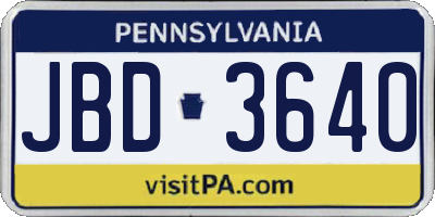 PA license plate JBD3640