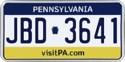 PA license plate JBD3641