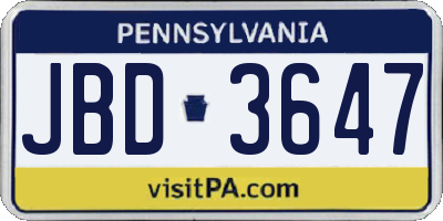 PA license plate JBD3647