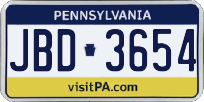 PA license plate JBD3654