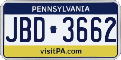 PA license plate JBD3662