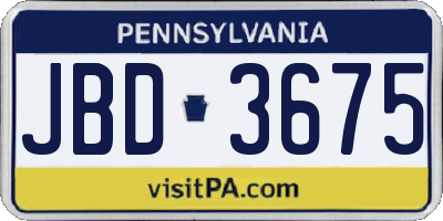 PA license plate JBD3675
