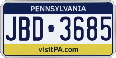 PA license plate JBD3685