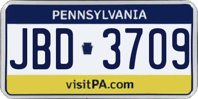 PA license plate JBD3709