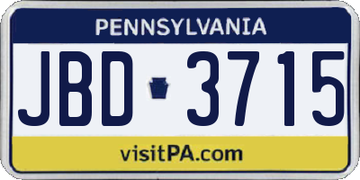 PA license plate JBD3715