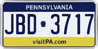 PA license plate JBD3717