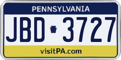 PA license plate JBD3727