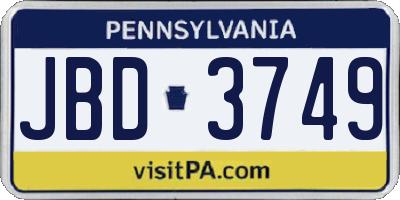 PA license plate JBD3749