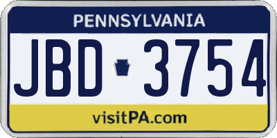 PA license plate JBD3754
