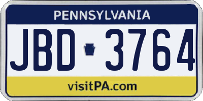 PA license plate JBD3764