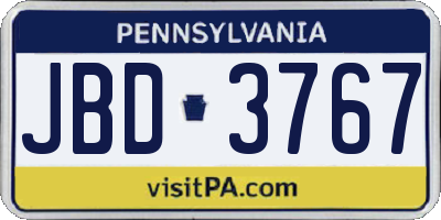 PA license plate JBD3767