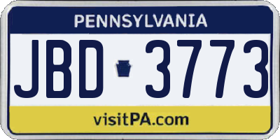 PA license plate JBD3773