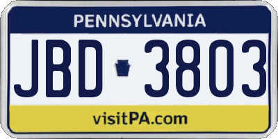 PA license plate JBD3803