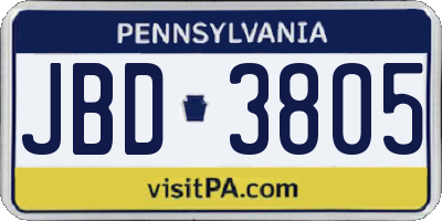 PA license plate JBD3805