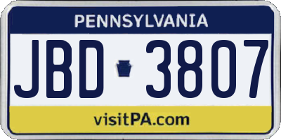 PA license plate JBD3807