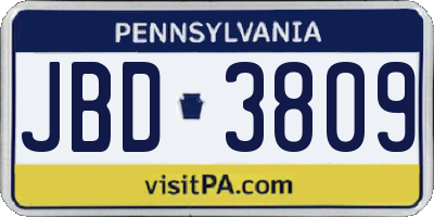 PA license plate JBD3809