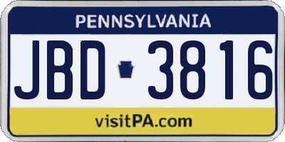 PA license plate JBD3816