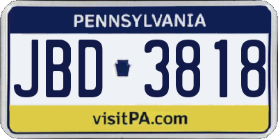 PA license plate JBD3818