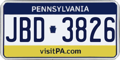 PA license plate JBD3826