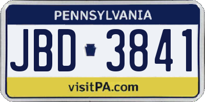 PA license plate JBD3841