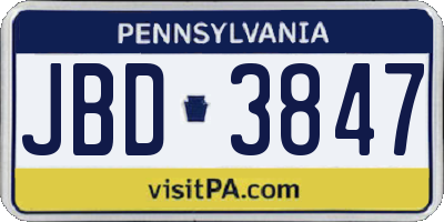 PA license plate JBD3847