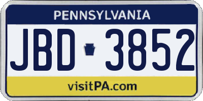 PA license plate JBD3852